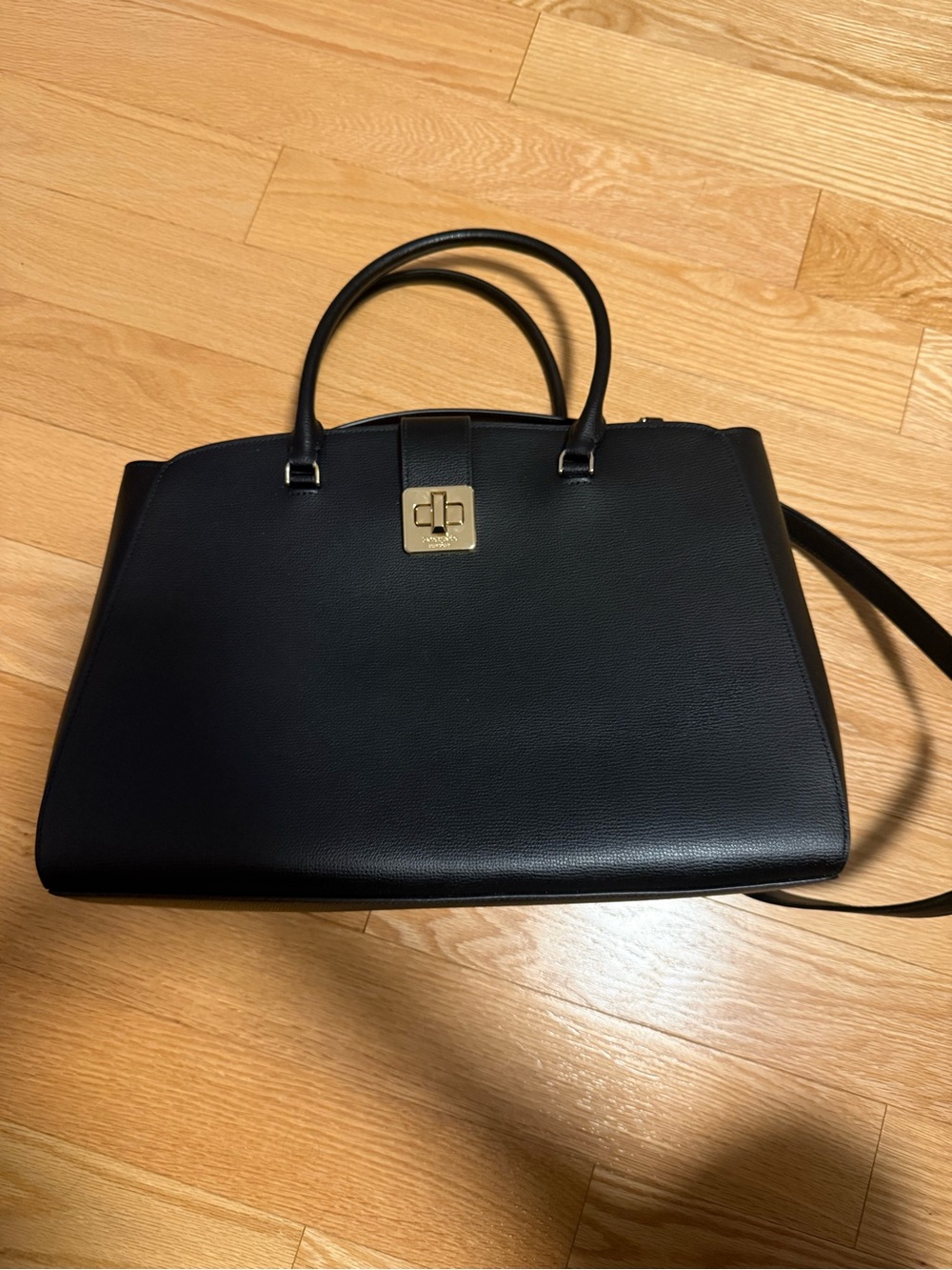 kate spade Pheobe Commuter Tote Large Black leather with Gold Turn-Lock